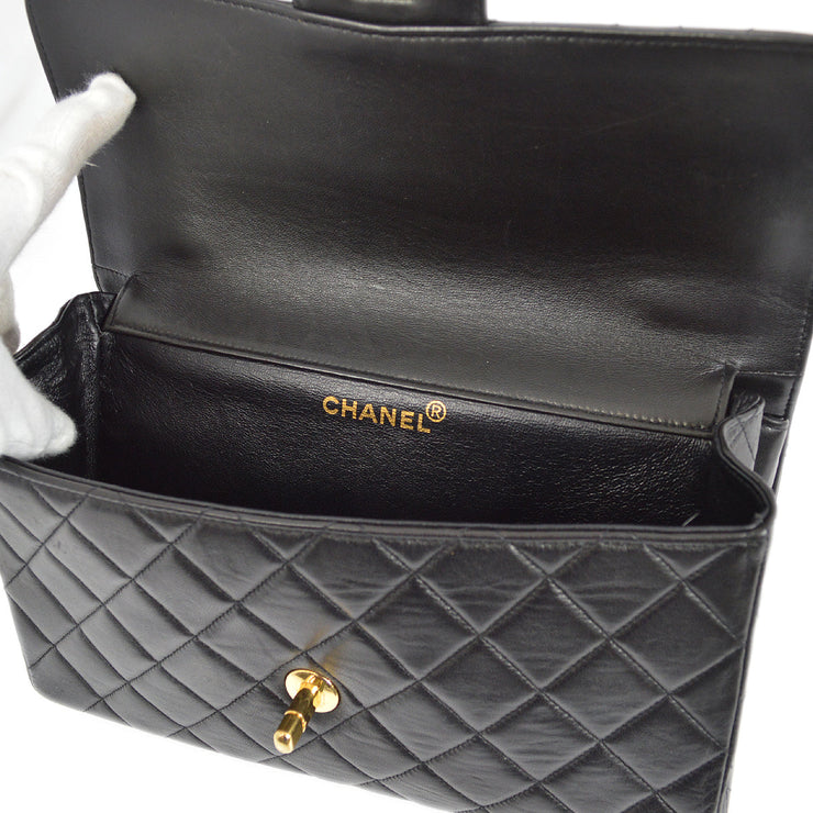 Chanel 1996-1997 Black Lambskin Medium Double Sided Classic Flap Shoulder Bag