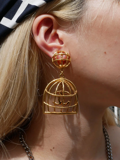 CHANEL 1994 Birdcage Earrings Gold 29