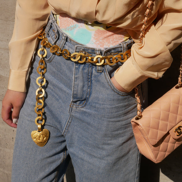 CHANEL, Bags, Chanel Red Belt Bag With Vintage Chain Bow Belt