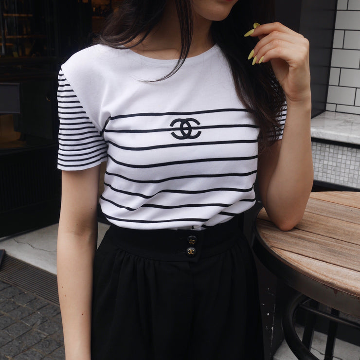 CHANEL CC striped knitted top #38 – AMORE Vintage Tokyo