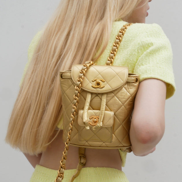 Chanel Duma Backpack Vintage 24k gold hardware, Luxury, Bags