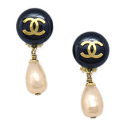 Chanel 1994 Fall Teardrop Pearl CC Dangle Earrings