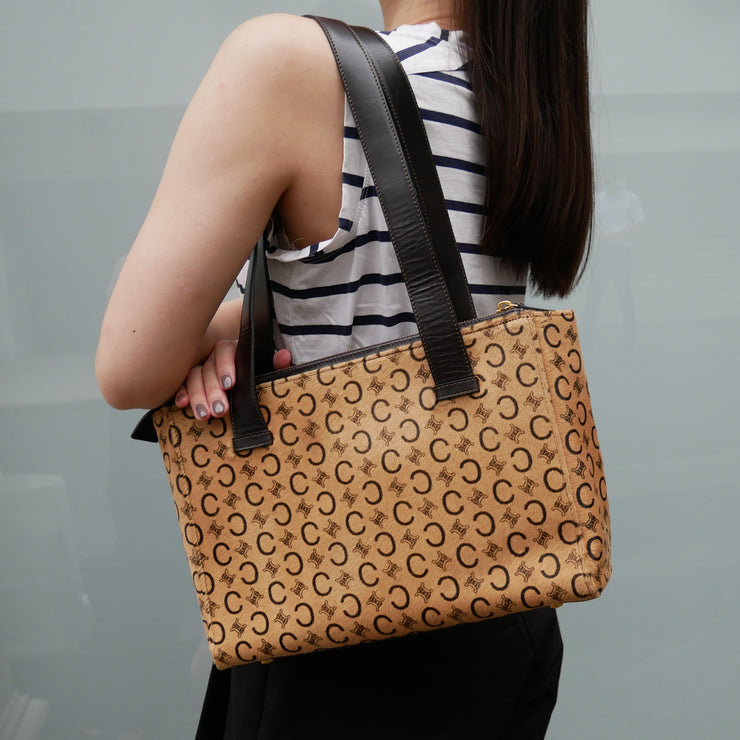 CELINE MC99/2 C Macadam Tote Bag Brown Pony Hair