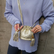 Chanel 1989-1991 Gold Lambskin Drawstring Bucket Bag