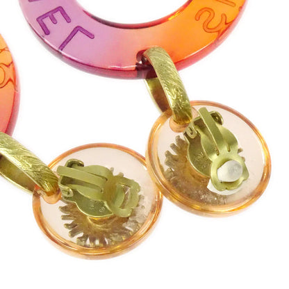 Chanel * 1995 Logo Hoop Earrings Gold Clip-On