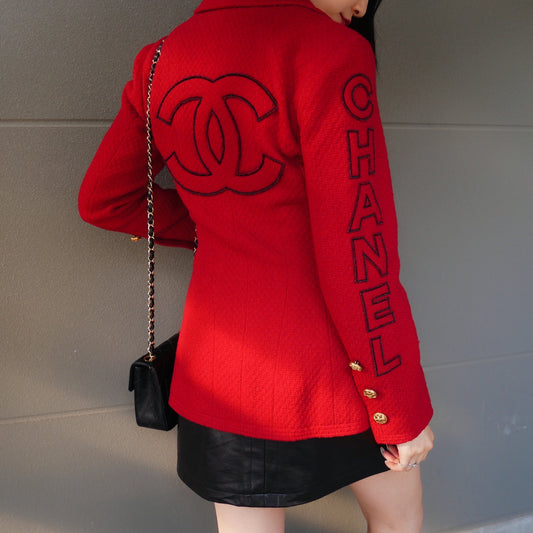 Chanel * Fall 1993 logo double-breasted tweed jacket
