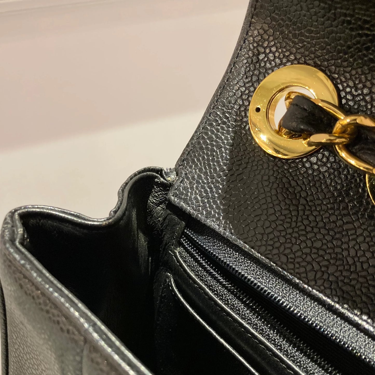 CHANEL 1991-1994 Black Caviar Vertical Classic Flap Jumbo