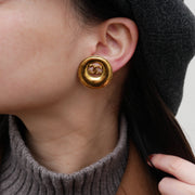 Chanel 1993 CC Cutout Earrings Gold Clip-On