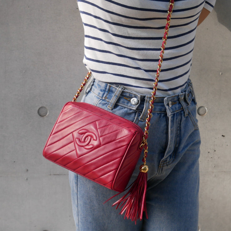 CHANEL 1994-1996 Red Lambskin Quilted Camera Bag Mini – AMORE