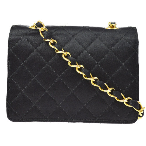 Vintage Chanel Black Quilted Satin Fabric Mini Pouch Coin -  Sweden