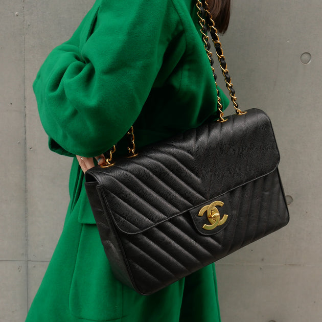 Chanel Chevron Mini Rectangular Caviar Flap Bag Dark Green Gold Hardwa –  Coco Approved Studio