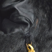 CHANEL 2001 Fall CC Logo Muff Black Fur Satchel