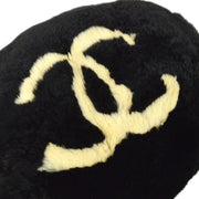 CHANEL 2001 Fall CC Logo Muff Black Fur Satchel