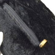 CHANEL 2001 Fall CC Logo Muff Black Fur Satchel