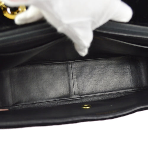 CHANEL 1991-1994 Black Velvet Chevron Classic Flap Maxi