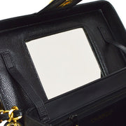 Chanel 1994-1996 Black Caviar Circled CC Vanity Handbag