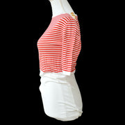 香奈儿（Chanel）1992＃36 CC条纹短袖针织上衣白色红色