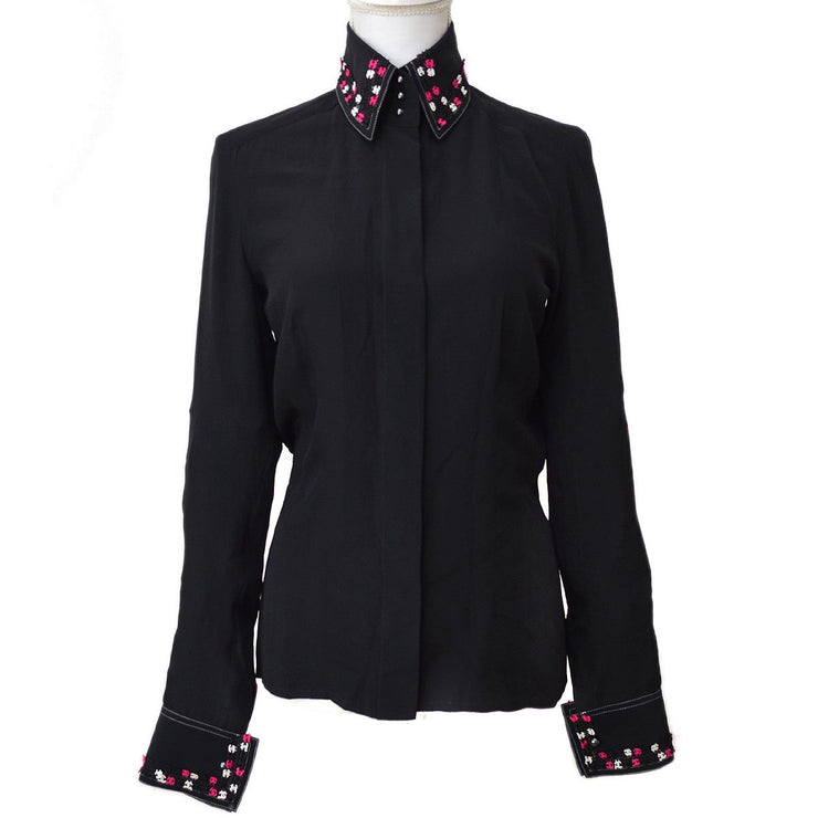 Chanel 2004 Fall CC embroidered slim-fit shirt #36