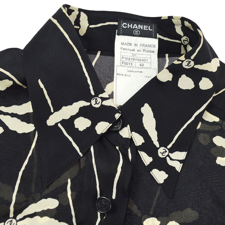 Chanel 1998花卉印花丝绸衬衫＃42