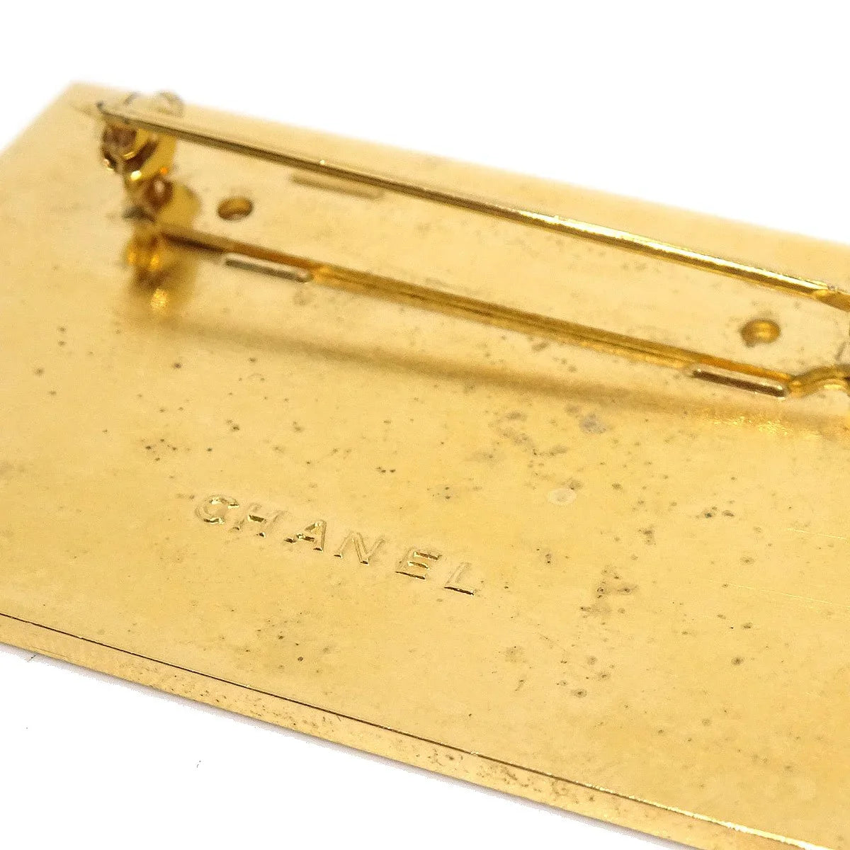 CHANEL Plate Brooch Pin Corsage Gold