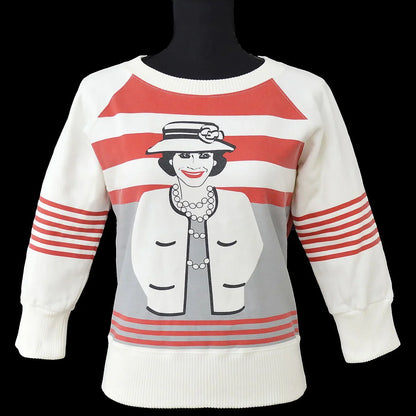 CHANEL 2001 Fall Mademoiselle print sweatshirt #38