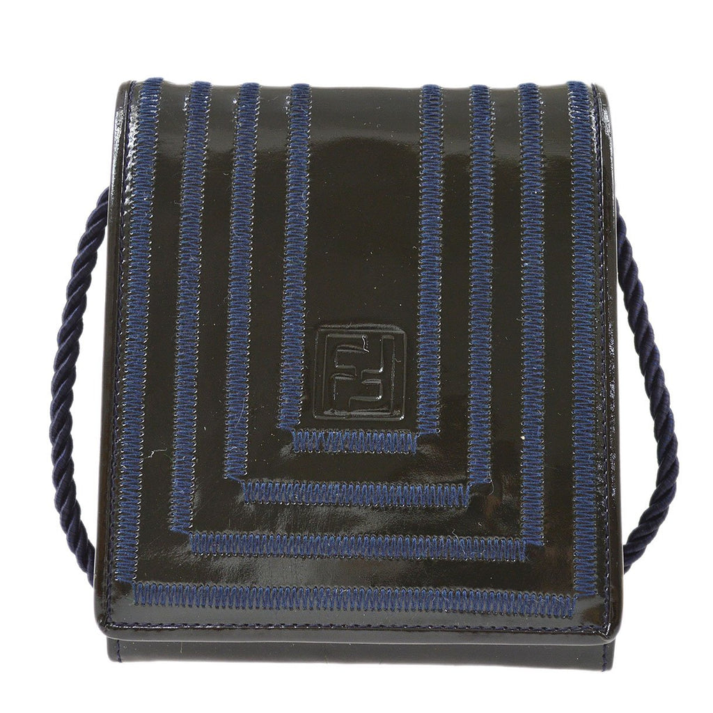 Fendi 70s Pequin Pattern Shoulder Pochette Bag Brown