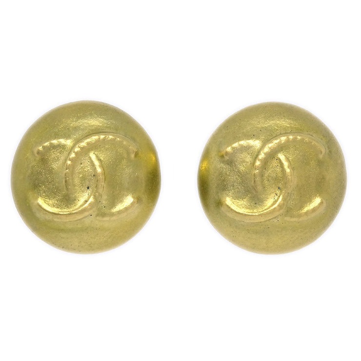 CHANEL 1995 Button Earrings Gold