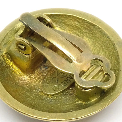 CHANEL 1995 Button Earrings Gold