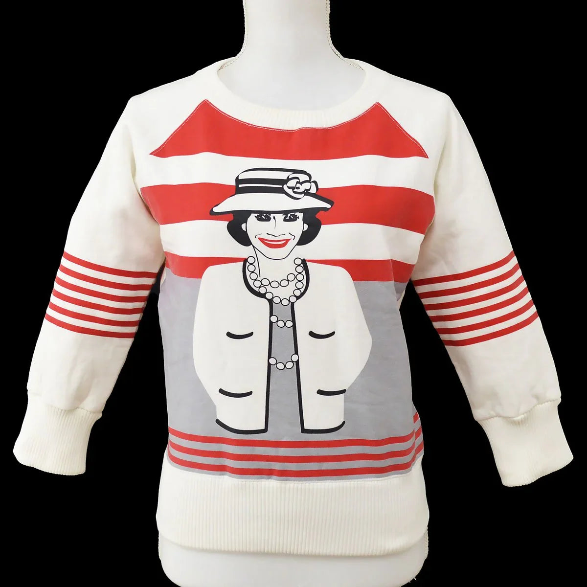 CHANEL 2001 Fall Mademoiselle print sweatshirt #38