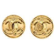 CHANEL 1994 Button Earrings Gold Small