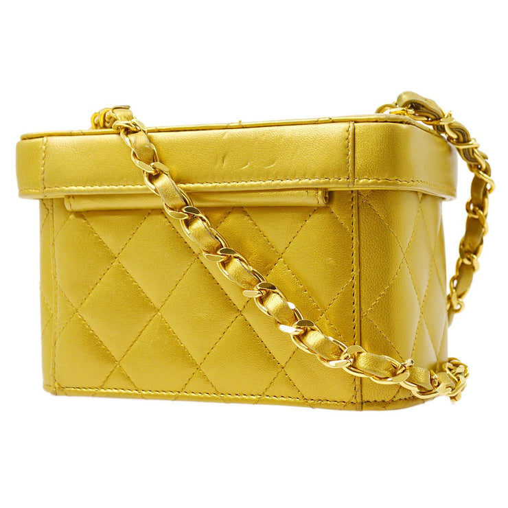 CHANEL 1991-1994 Gold Lambskin Vanity Shoulder Bag – AMORE Vintage