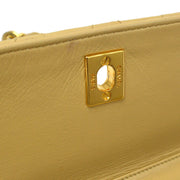 Chanel 1986-1988 Single Turnlock Handbag Beige Lambskin