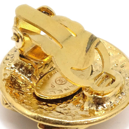Chanel 1994 Gold Quilted 'CC' Round Earrings Small