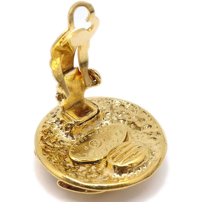 Chanel 1994 Gold Quilted 'CC' Round Earrings Small