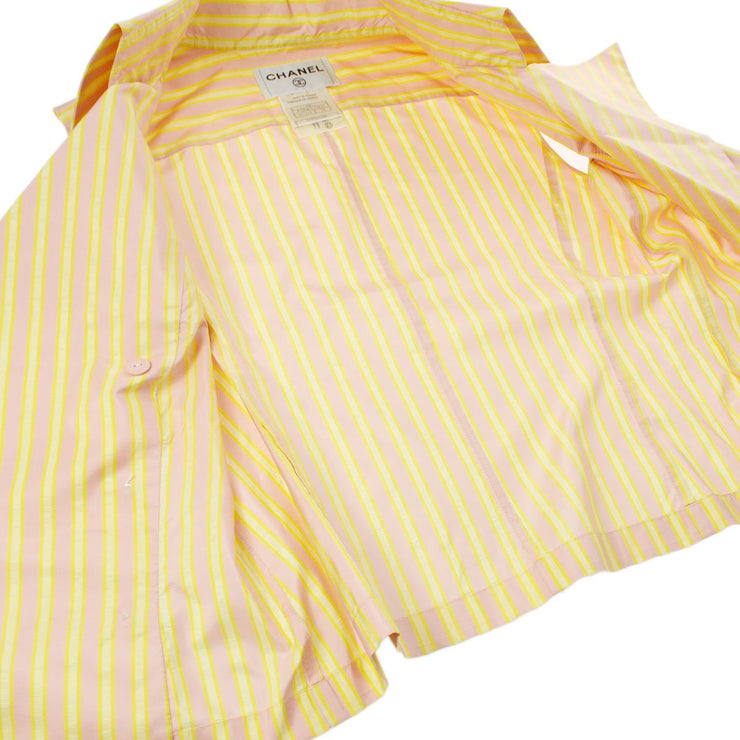 CHANEL 2004 striped sleeveless silk shirt #34
