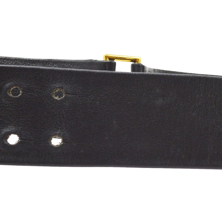 CHANEL 1994 Buckle Belt Black Gold #80