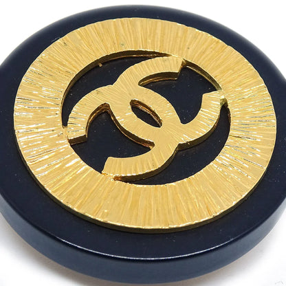 CHANEL 1994 Button Earrings Black Clip-On 29