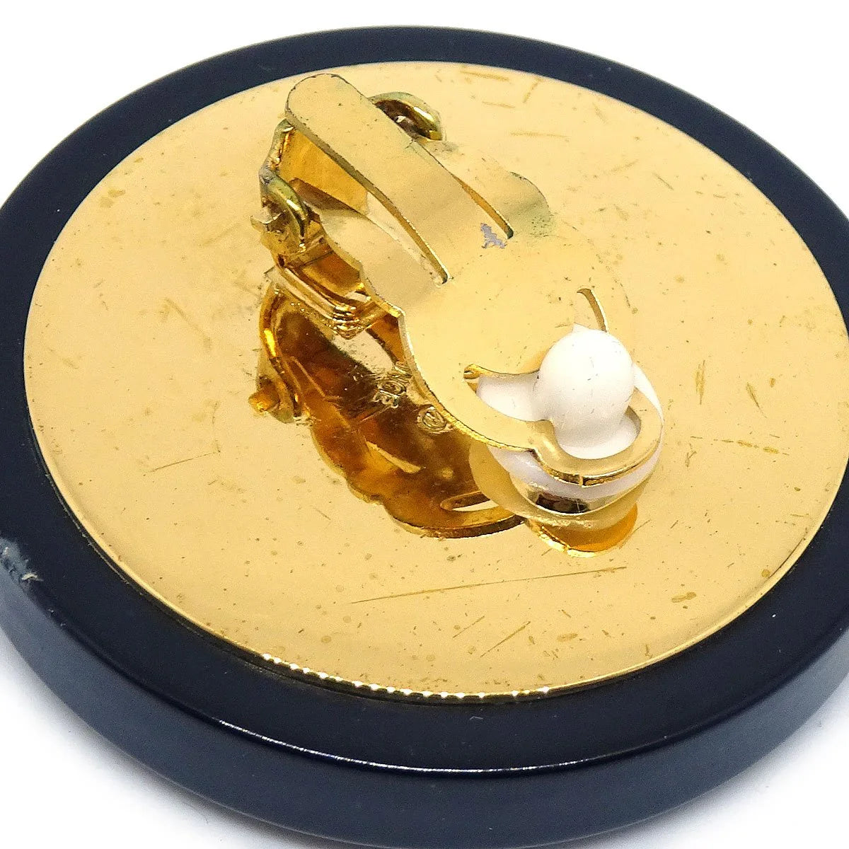 CHANEL 1994 Button Earrings Black Clip-On 29