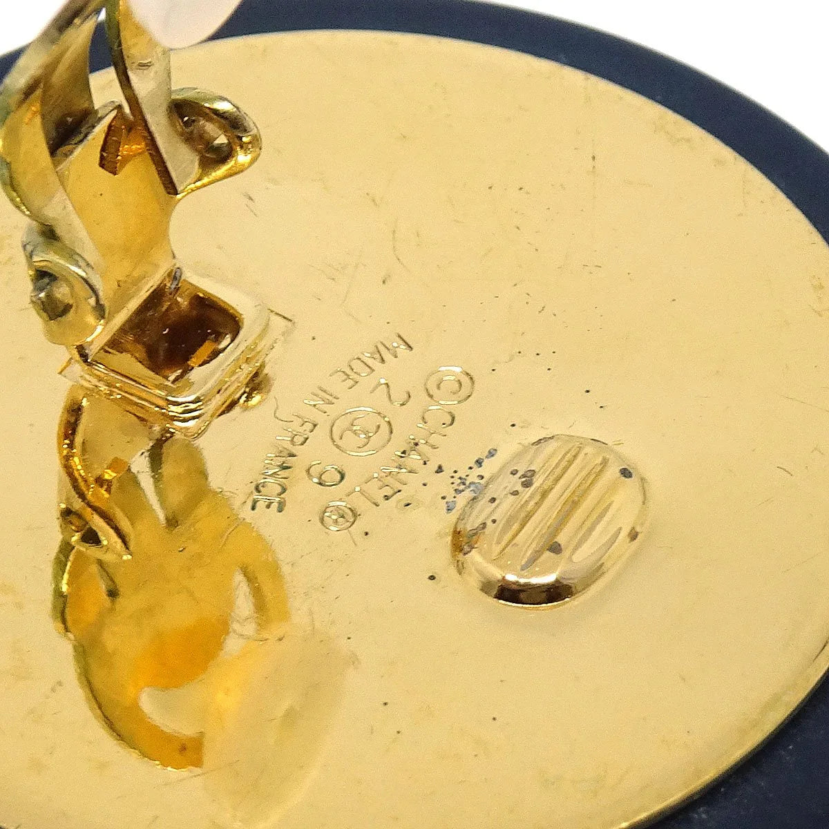 CHANEL 1994 Button Earrings Black Clip-On 29