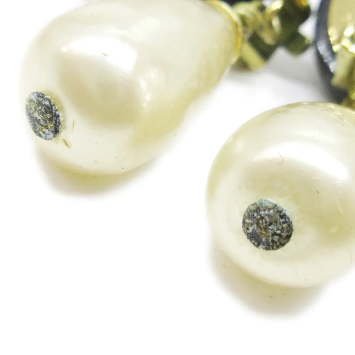 Chanel 1994 CC Black & Teardrop Costume Pearl Dangle Earrings