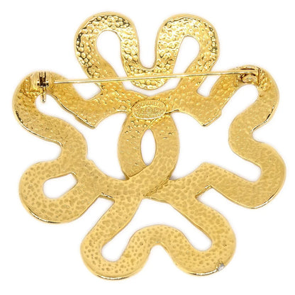 Chanel 1995 Squiggle Border Brooch Gold