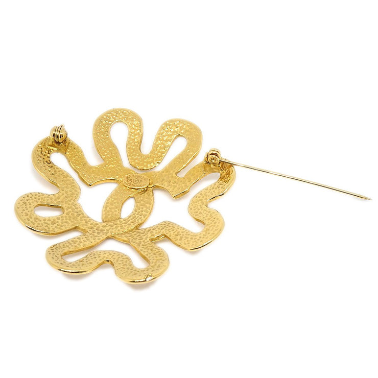 ★Chanel 1995 Squiggle Border Brooch Gold
