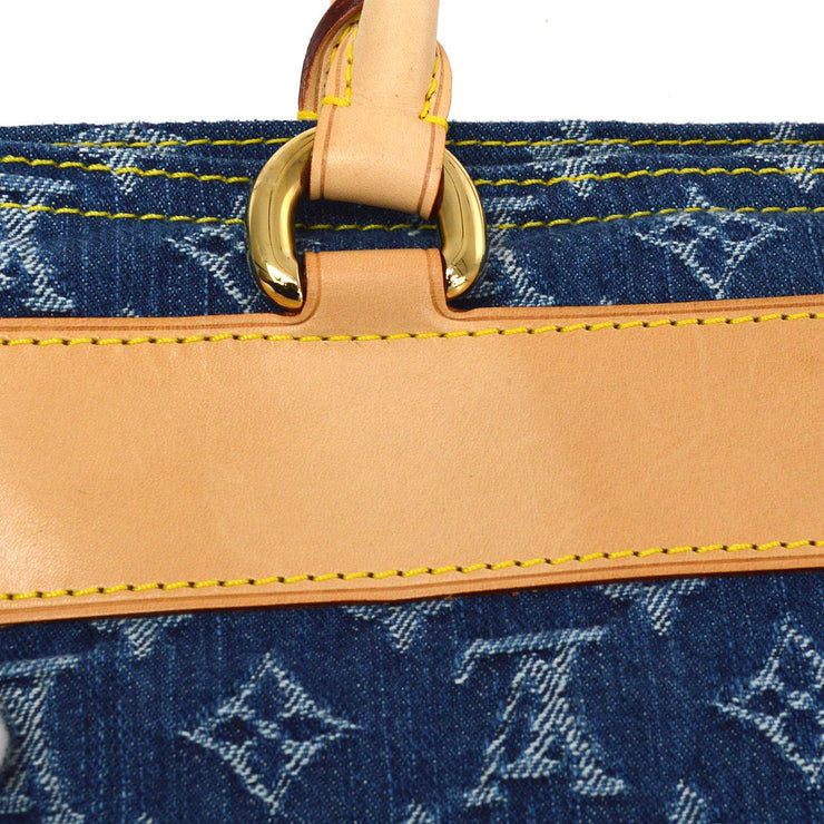LOUIS VUITTON Monogram Denim Flat shopper Tote Bag Blue M95018 LV