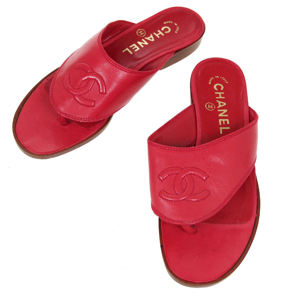 chanel red mules