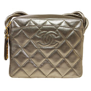 CHANEL 1996-1997 Gold Lambskin Quilted Camera Bag Mini