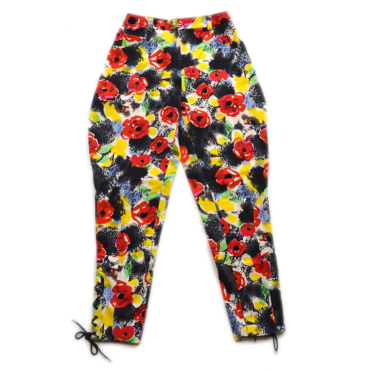 CHANEL 1997 watercolour floral tapered trousers #38