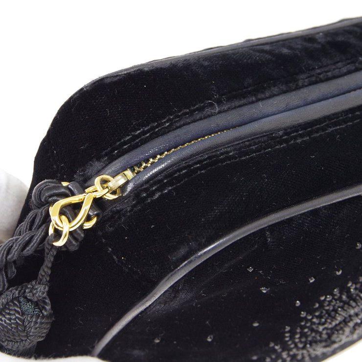 CHANEL 1989-1991 Black Velvet Camera Bag Mini