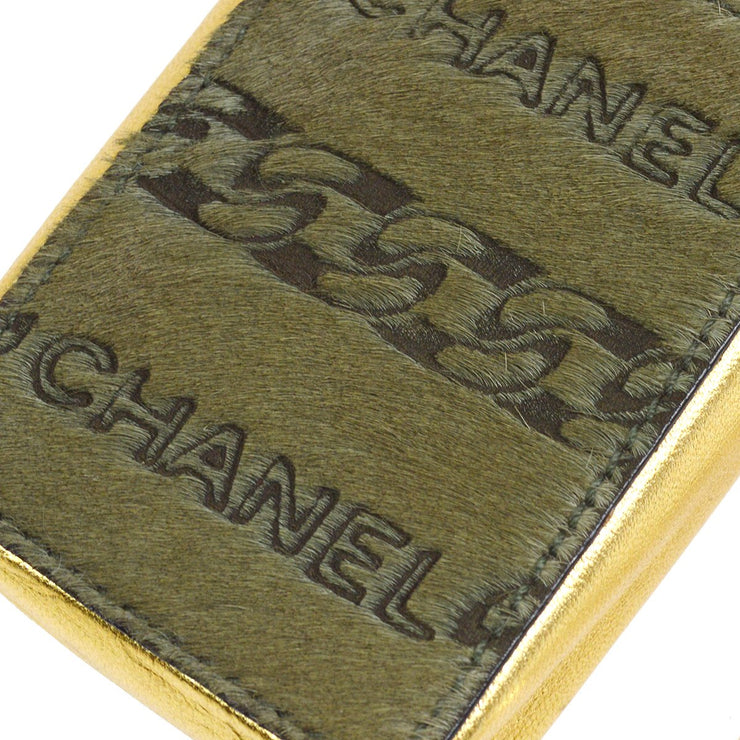 Chanel 2001连锁迷你肩pochette小马头发卡其布