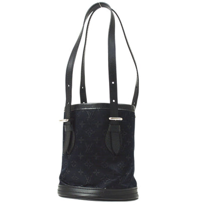 Louis Vuitton 2001 Monogram Satin Little Bucket Black M92144